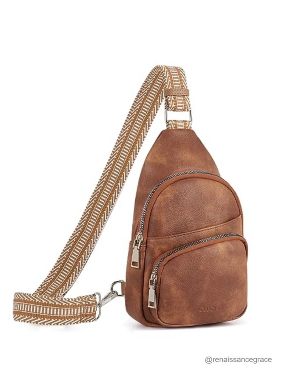 Vegan Leather Sling Bag Crossbody Fanny Pack with Adjustable Strap